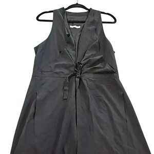 HALSTON HERITAGE Black Sleeveless Dress Vest Tie Front Midi